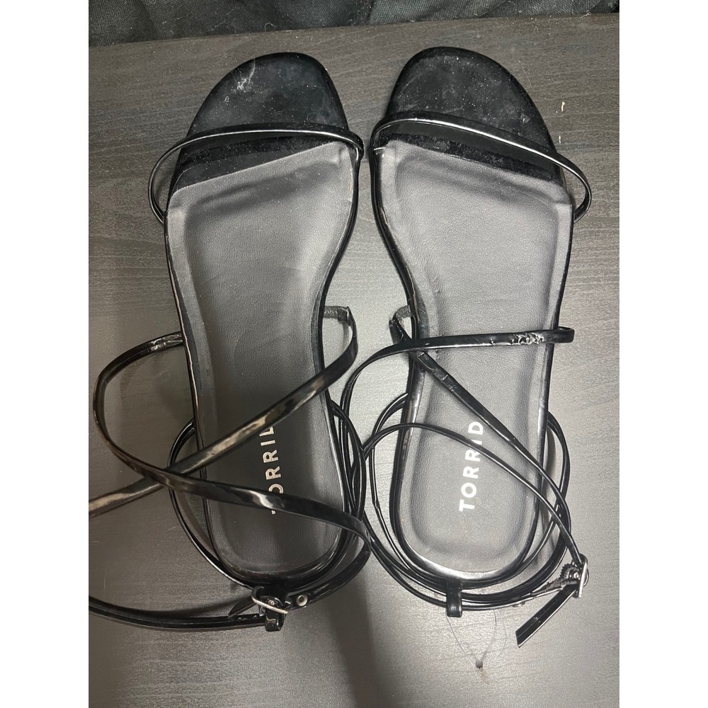Torrid Black Patent‎ Lace Up Gladiator Sandals Square Toe 119AL4878 Womens 9W